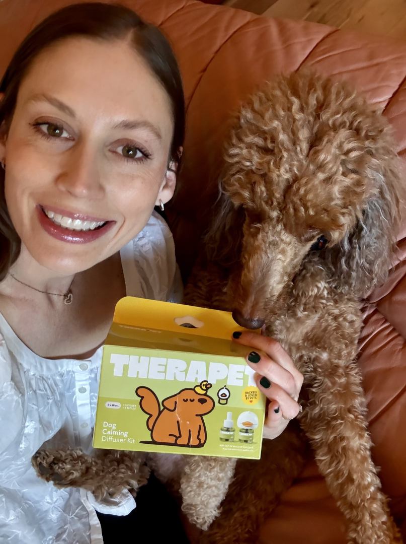 Happy pet parent and dog